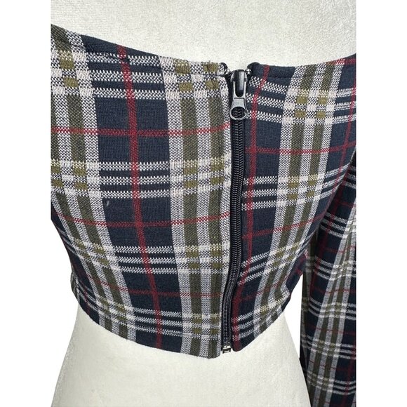 Free People Modern Love Bustier Crop Top Plaid Size 4 Academia Cottage‎ Coquette - Picture 6 of 9